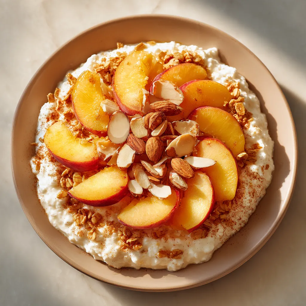 Healthy Peach Pie Cottage Cheese Bowl