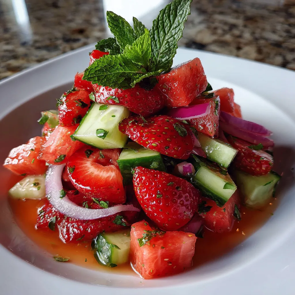 Cucumber Strawberry Salad with Watermelon