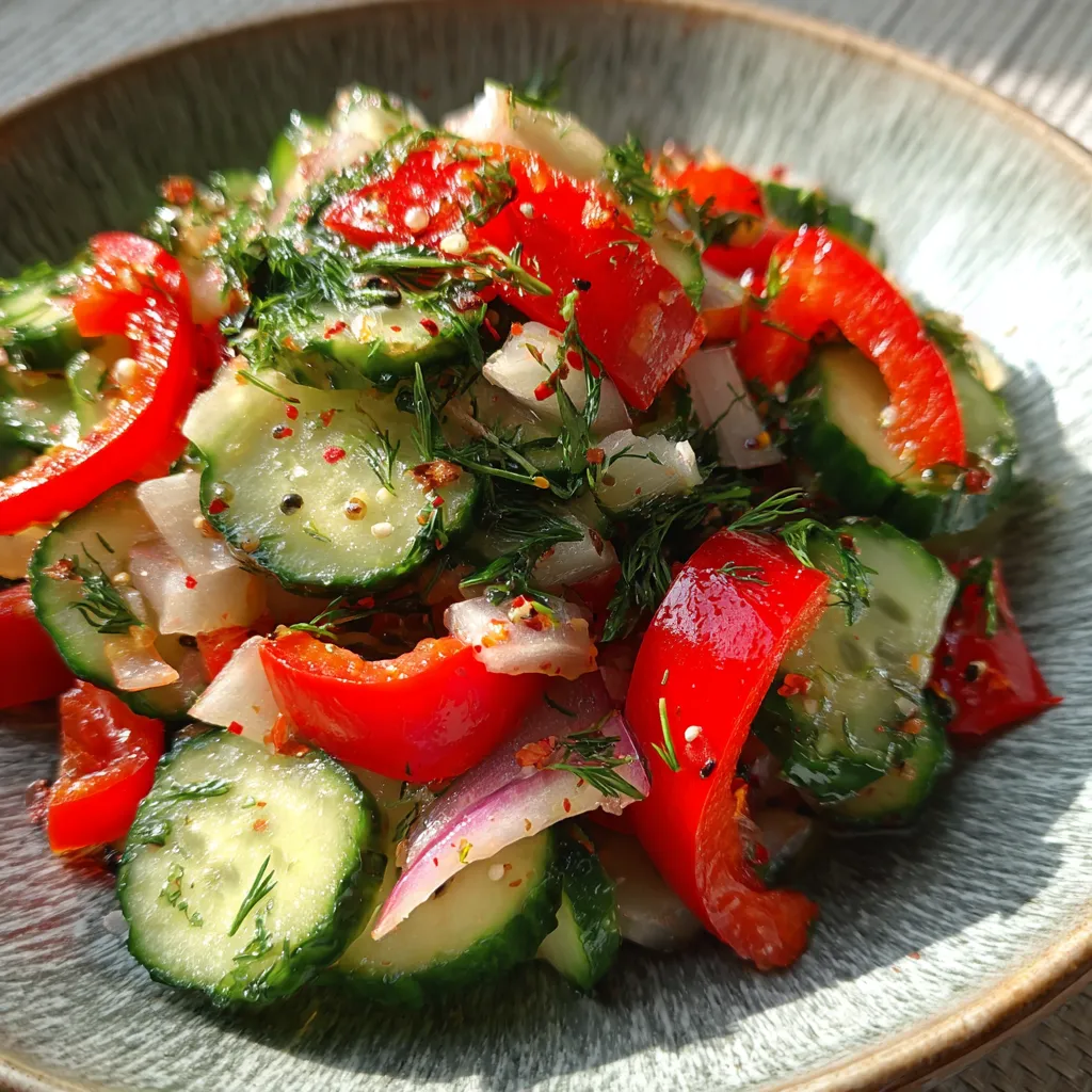 Refreshing Pickled Cucumber Bell Pepper Salad