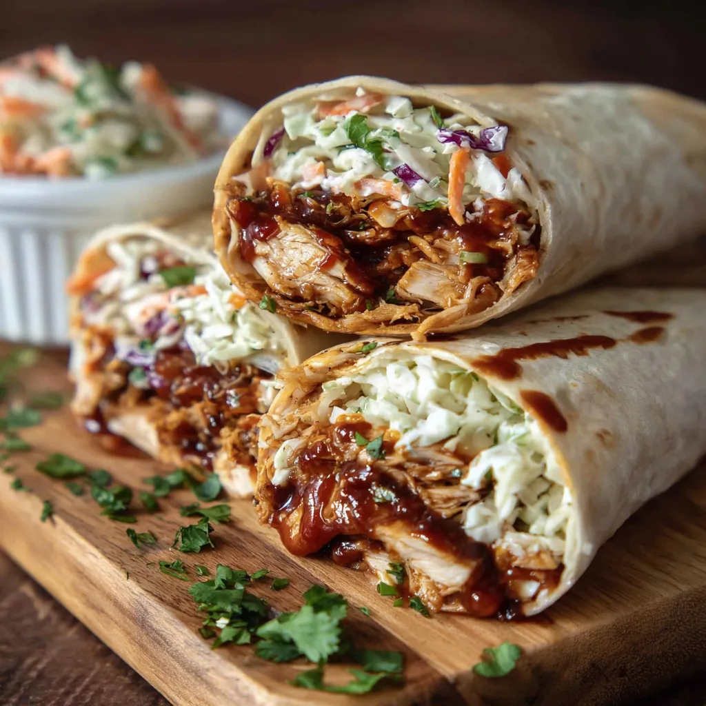 BBQ Chicken Coleslaw Wraps