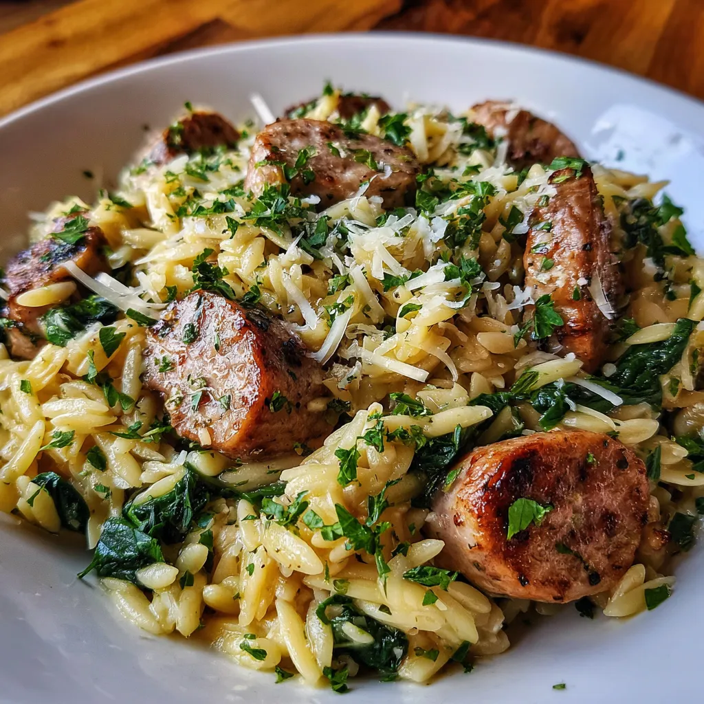 One-Pot Garlic Butter Sausage and Orzo