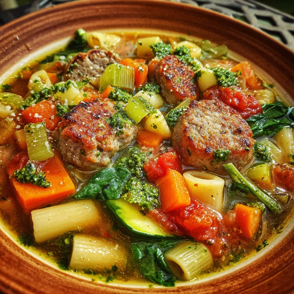 Minestrone with Sausage and Pesto