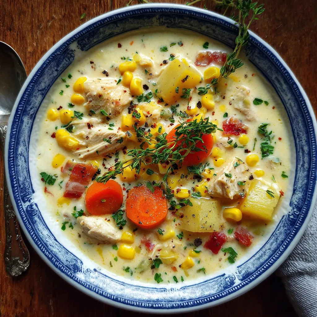 Creamy Chicken and Sweet Corn Chowder with Fresh Herbs