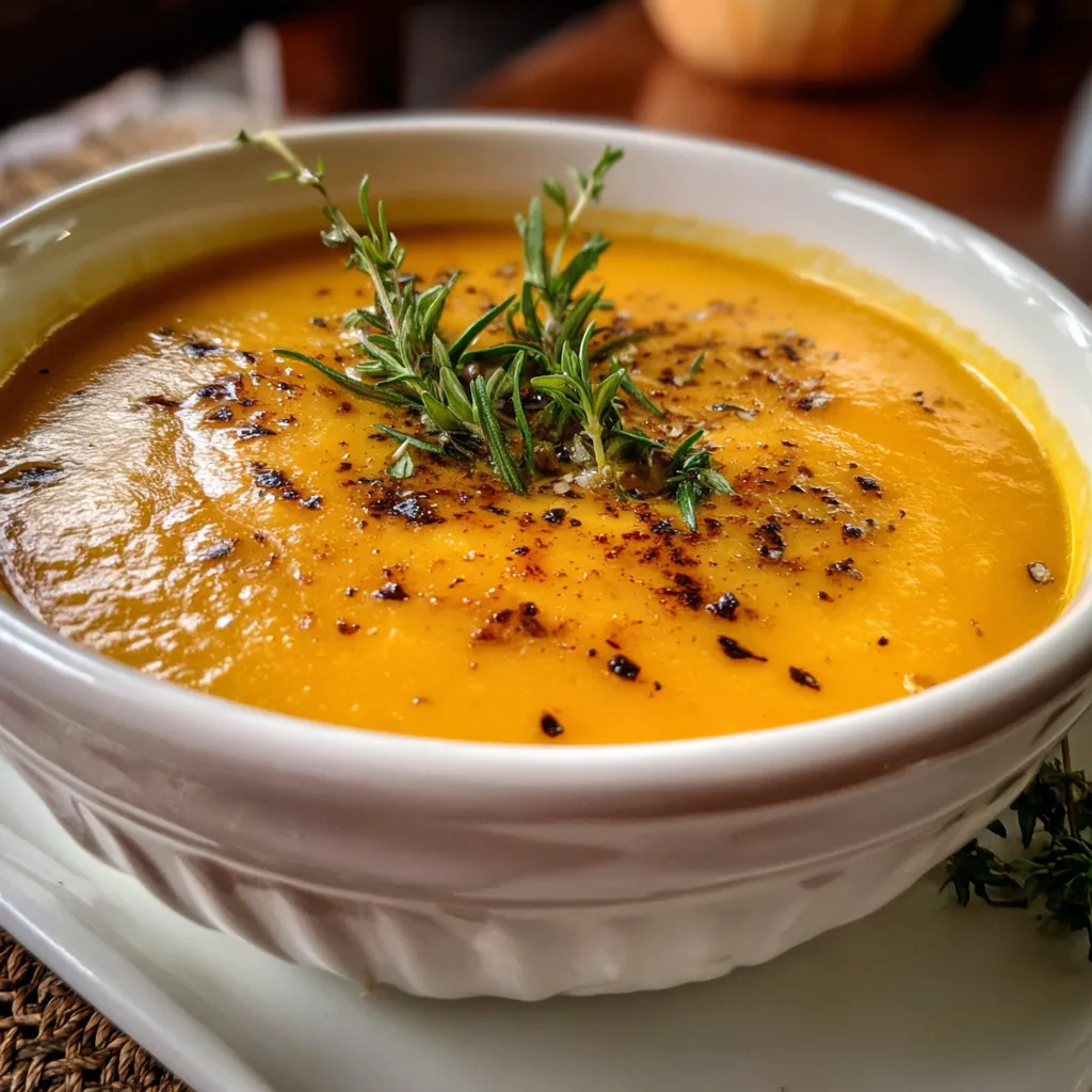 Creamy Maple Dijon Roasted Butternut Squash Soup
