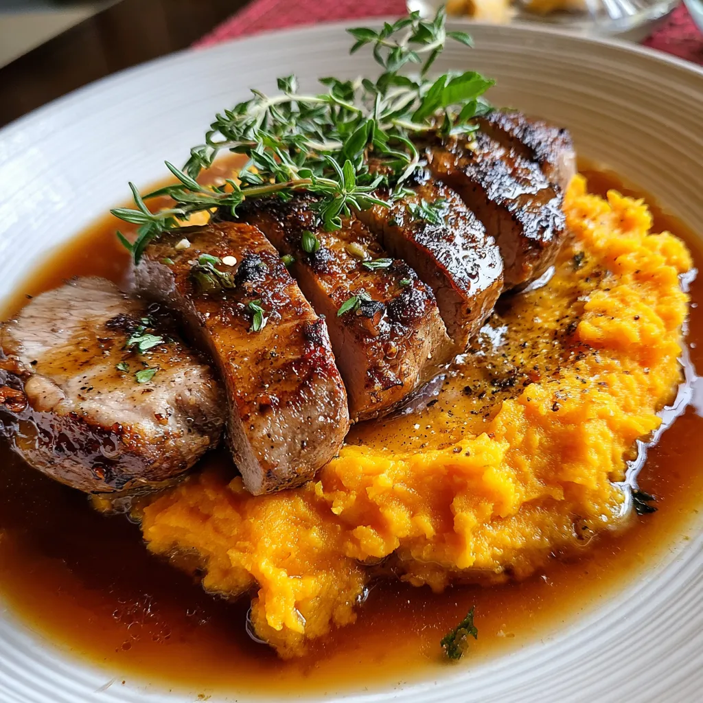Apple Cider Pork with Mashed Sweet Potatoes