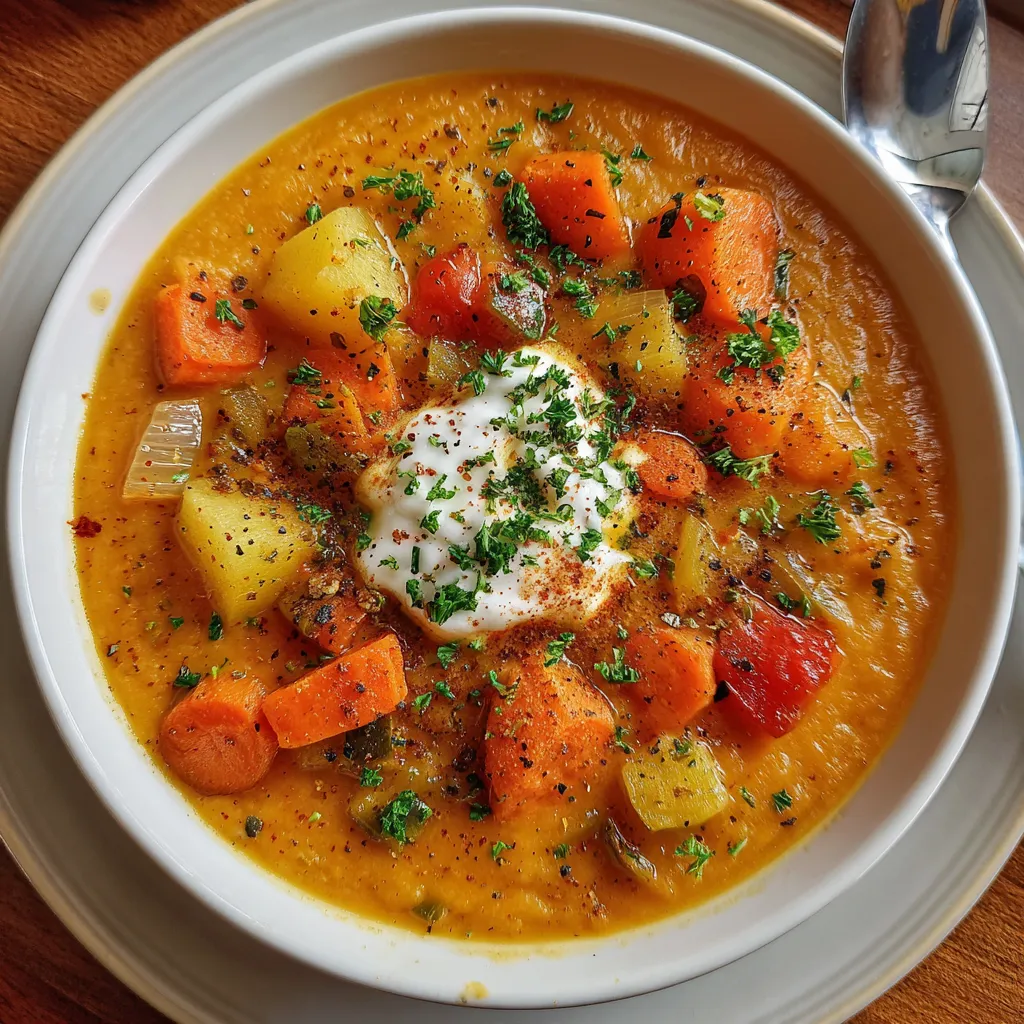 Hearty Creamy Roasted Vegetable Soup