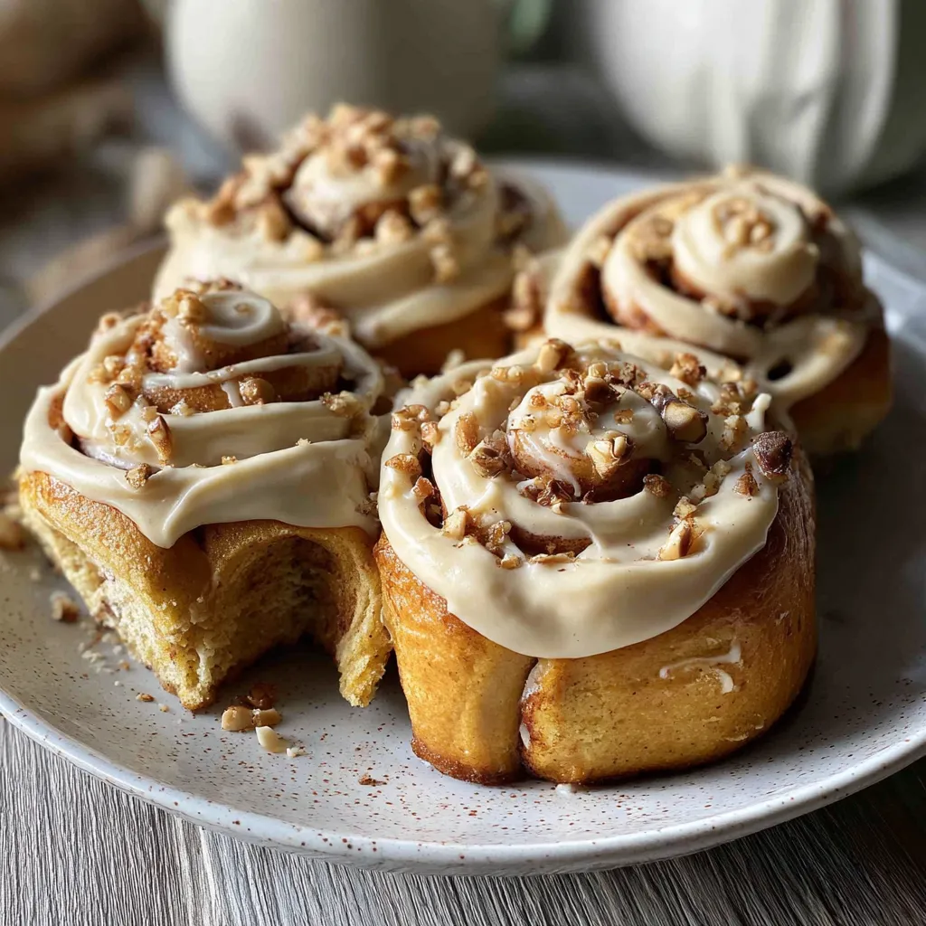 Pumpkin Cinnamon Rolls with Brown Butter Cream Cheese Frosting
