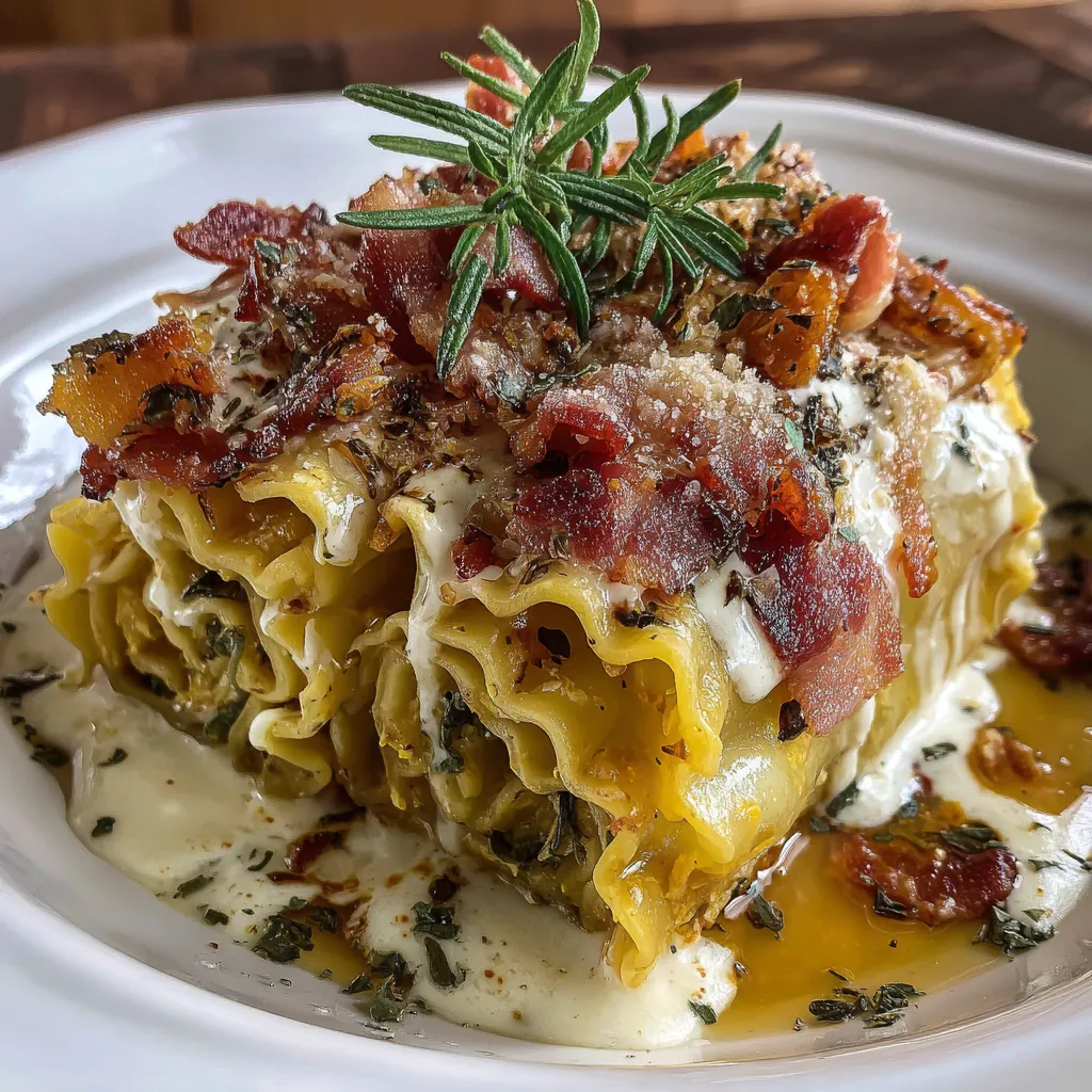 Creamy Pumpkin Lasagna Rolls With Bacon