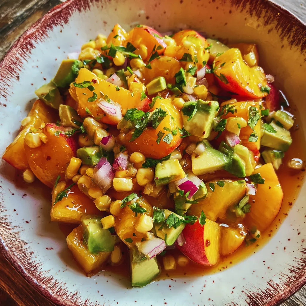 Peach Avocado Corn Salad with Honey-Lime Dressing