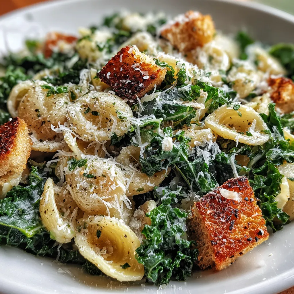 Kale Caesar Pasta Salad