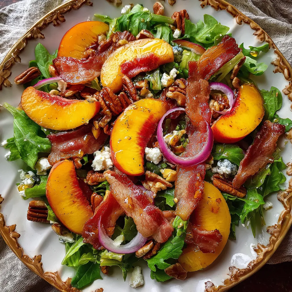 Peach Bacon Salad with Honey Lemon Vinaigrette