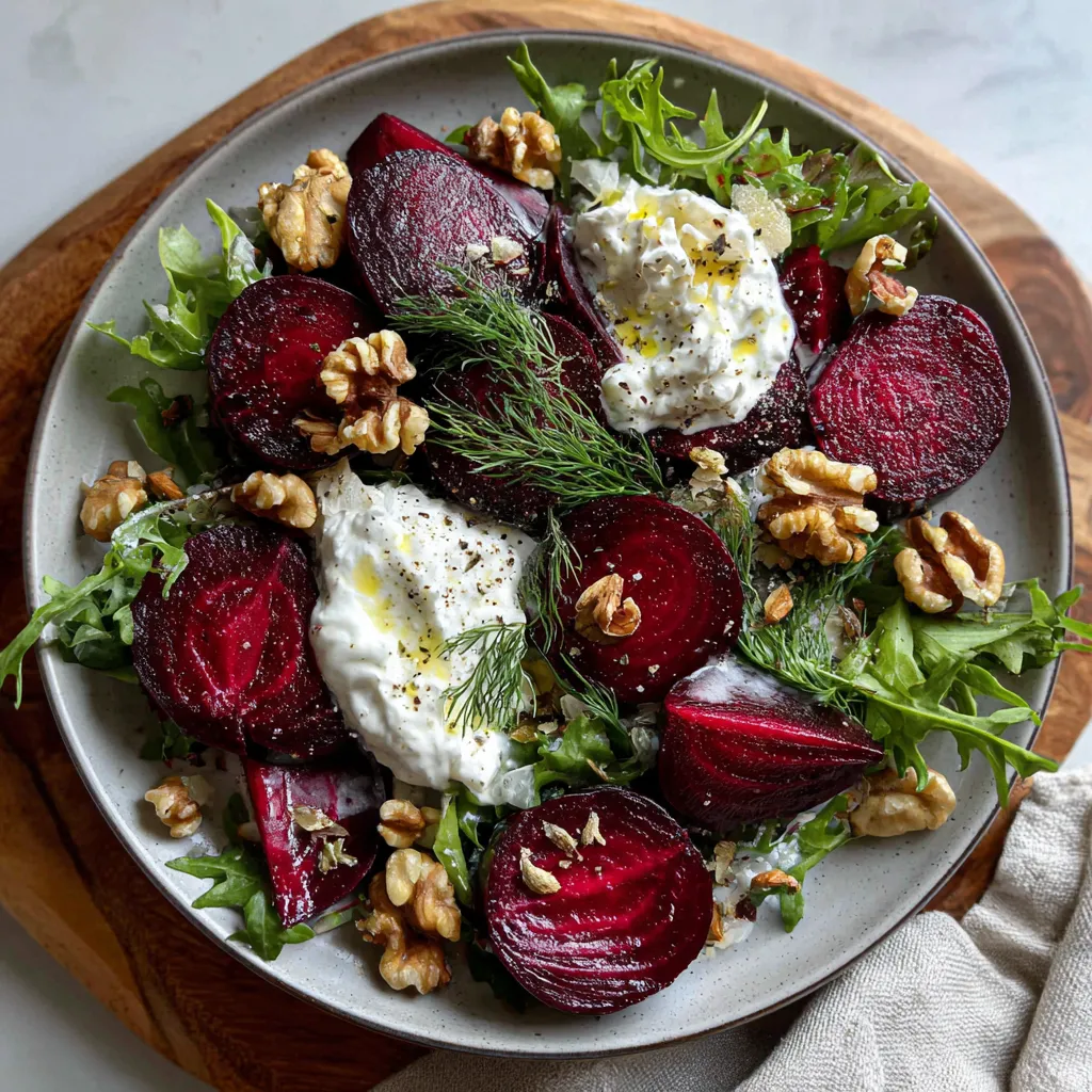 Tender Beet Salad with Greek Yogurt Dressing