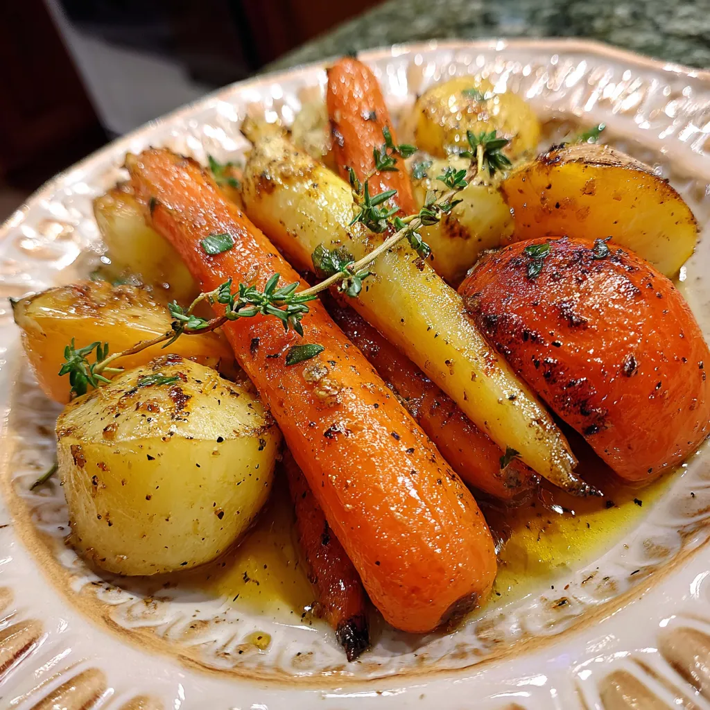 Maple Dijon Roasted Apples & Carrots
