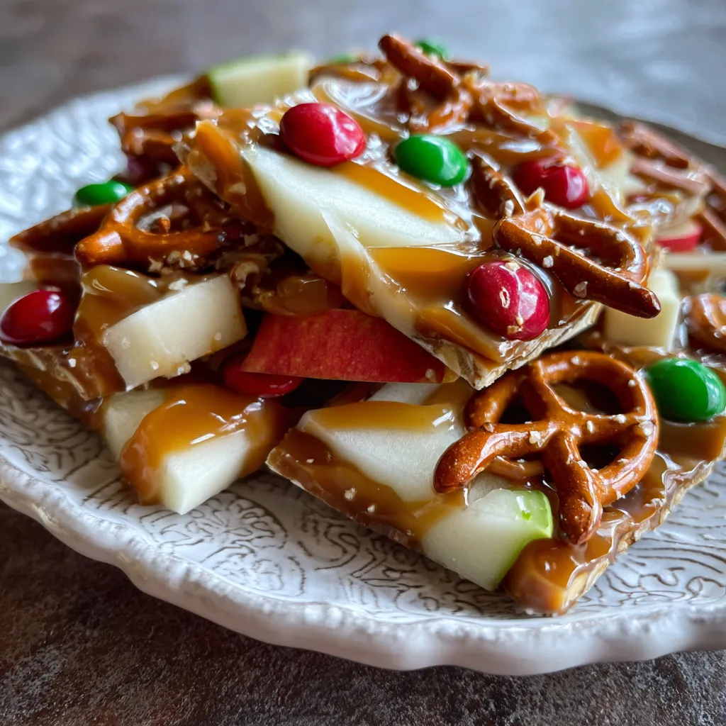 Caramel Apple Bark With Pretzels