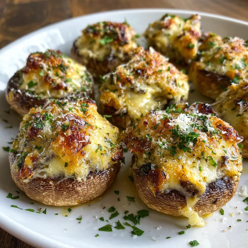 Savory Cheesy Baked Stuffed Mushrooms